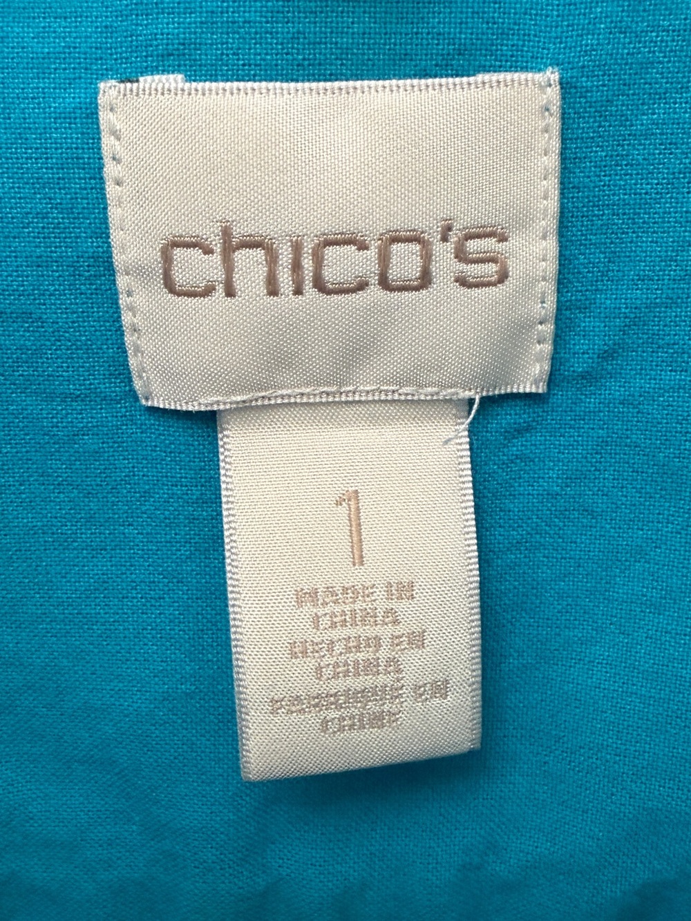 Chico's Teal Button-Front Shirt with Three-Quarter Sleeves - Picture 9 of 11